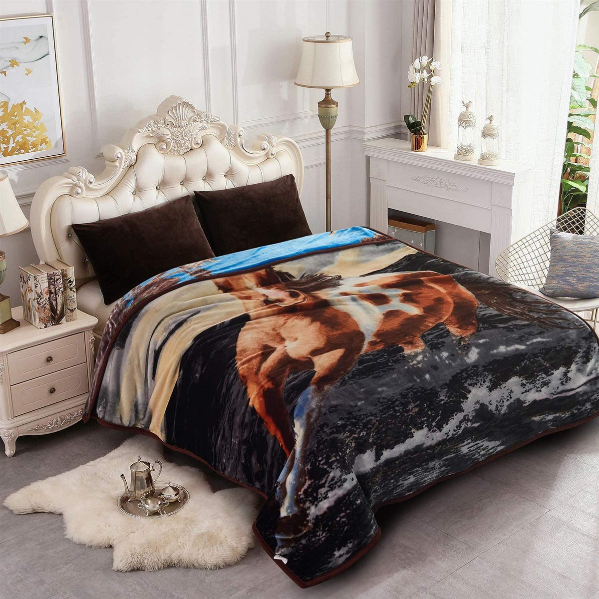 JYK Heavy Korean Mink Fleece Blanket Ply Reversible, Tiger